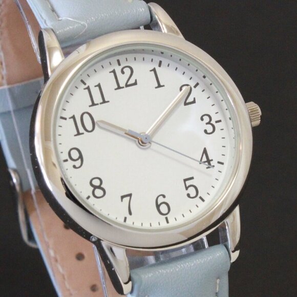 Ladies Dress Watch Easy Reader Powder Blue Strap 31mm - Picture 8 of 14